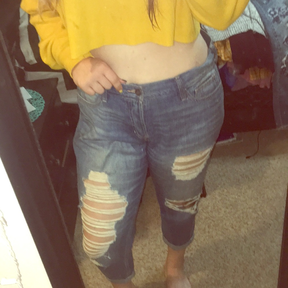 Ripped boyfriend jeans